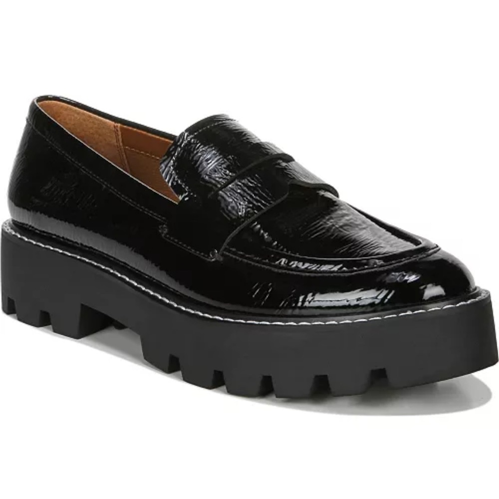 Franco Sarto Black Patent Leather Loafers